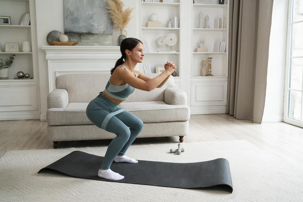 Woman doing a leg workout at home